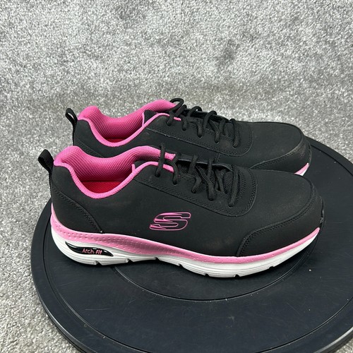 Skechers Shoes Women's Size 8 Alloy Toe Arch Fit Work Black Pink