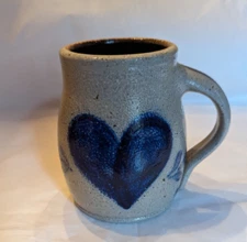 Rowe Pottery Salt Glaze Heart Design Coffee Mug 1983 Cambridge Wisconsin
