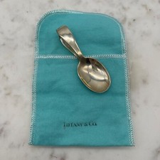 Tiffany  Co. Sterling Silver Curved Handle Loop Baby Spoon in Pouch