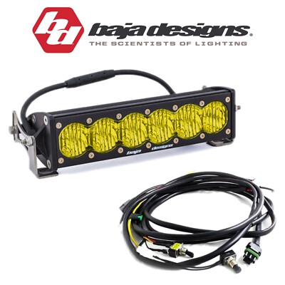 Baja Designs 10'' OnX6+ Amber Wide Cornering Light Bar W/ High/Low Wiring Harness