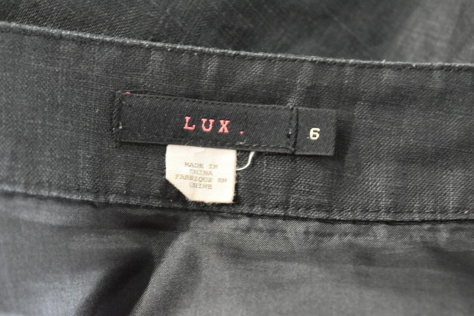 Falda Lux para mujer talla 6 negra lisa línea A por encima de la rodilla lino Foto 4 de 4