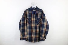 Vintage 70s Streetwear Mens XL Quilted Knit Collared Button Shirt Jacket Shacket