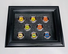 READ Framed 1960s Hot Wheels Original Redline Grand Prix Buttons Lot of 8