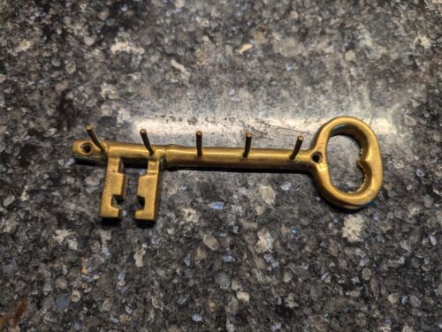 Vintage Brass Key Shaped Key Hook