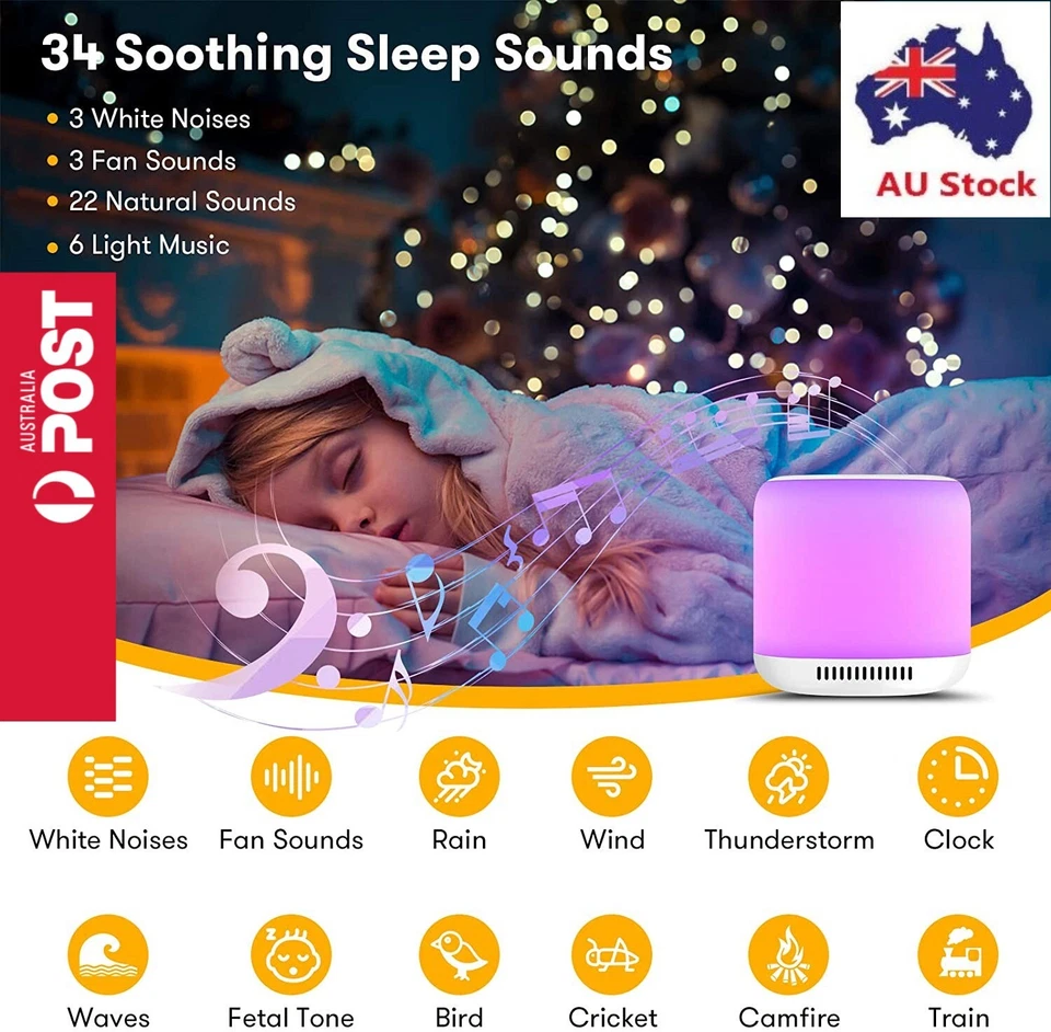 White Noise Sound Machine Sleep Therapy Relaxation For Adults Baby Nature Sounds - image 2 of 3