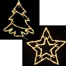 SET quadro finestra LED abete e stella catena luminosa 35 luci bianco caldo 35 cm