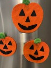 3 handmade halloween pumpkin decor refrigerator magnets orange assorted size — photo 1