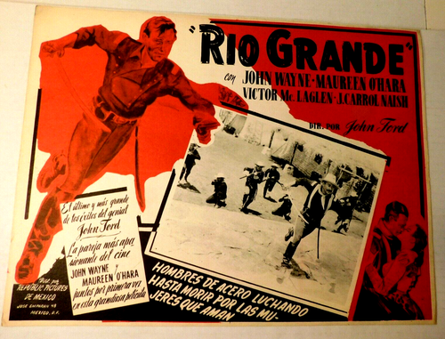 Rio Grande John Wayne Maureen O'Hara Mexican Lobby Card - 第 1/2 張圖片