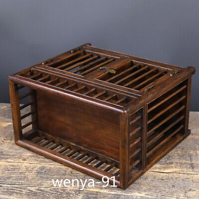 Buy 14.4 Inches Old Chinese African Rosewood Hollowed Out Wood Carving Tea Cabinet.