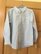 NWT Carter's  Boys Stripe Blue White Long Sleeve Button Down Shirt 6,7