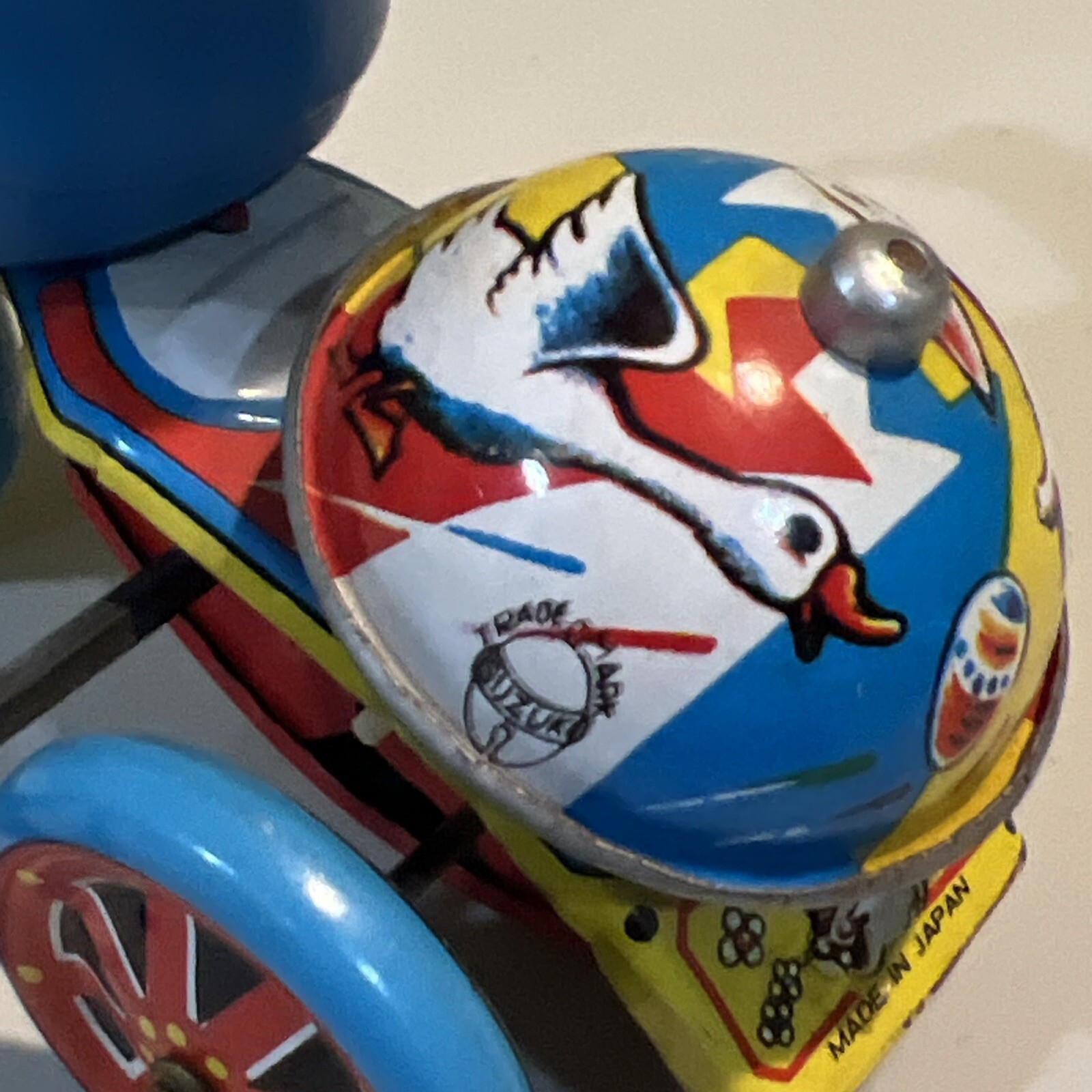 TIN LITHO WIND UP TOY- BOY RIDING TRICYCLE - WORKING - NICE