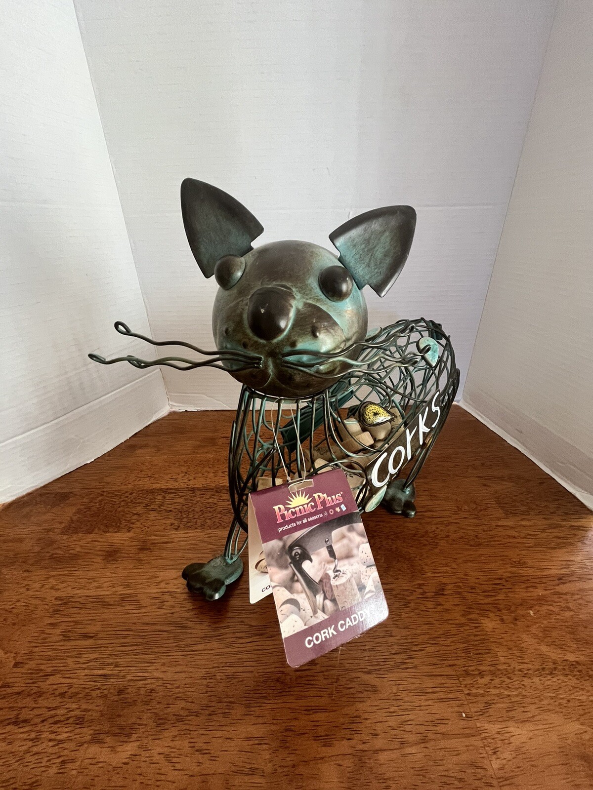 Unique/metal/ Wire  Cat/ Wine Cork Holder/Picnic Plus/NWT