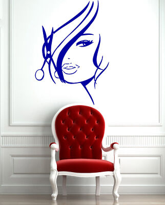 Hair Wall Decal Beauty Salon Stickers Decals Vinyl Hair Girl Woman Decor MN736