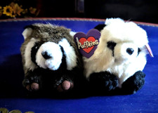 Vintage 1994 Lot of 2 PUFFKINS Plush Toys-Peter Panda  Bandit Raccoon With Tags