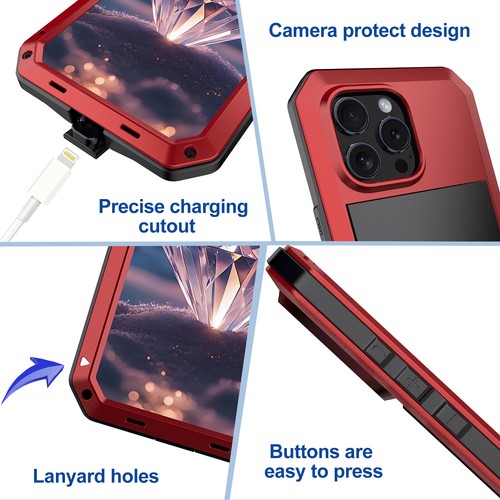 Metal Case For iPhone 16 Pro Max 15 14 13 12 Mini Shockproof Heavy Duty Cover US - Picture 20 of 20