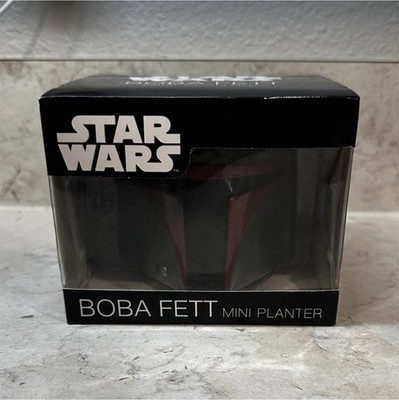 Star Wars Boba Fett Mini Planter Ceramic Helmet Shape Green Red Yellow Black
