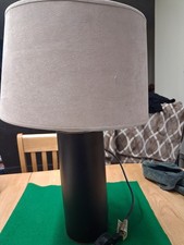 Marks and Spencer Table Lamp Brown Faux Leather Base with Shade VGC