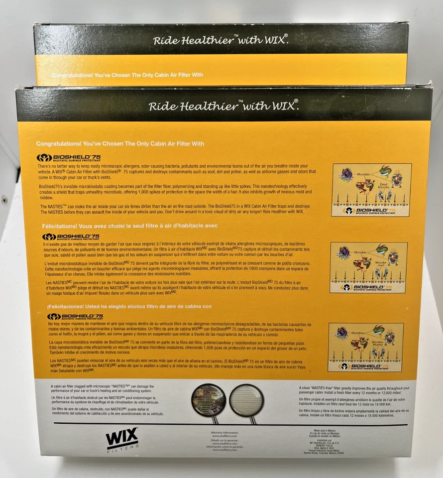 Filtro de aire de cabina WIX con BioShield 75 para Honda ACCORD CIVIC CRV Acura MDX x 2 Foto 3 de 3