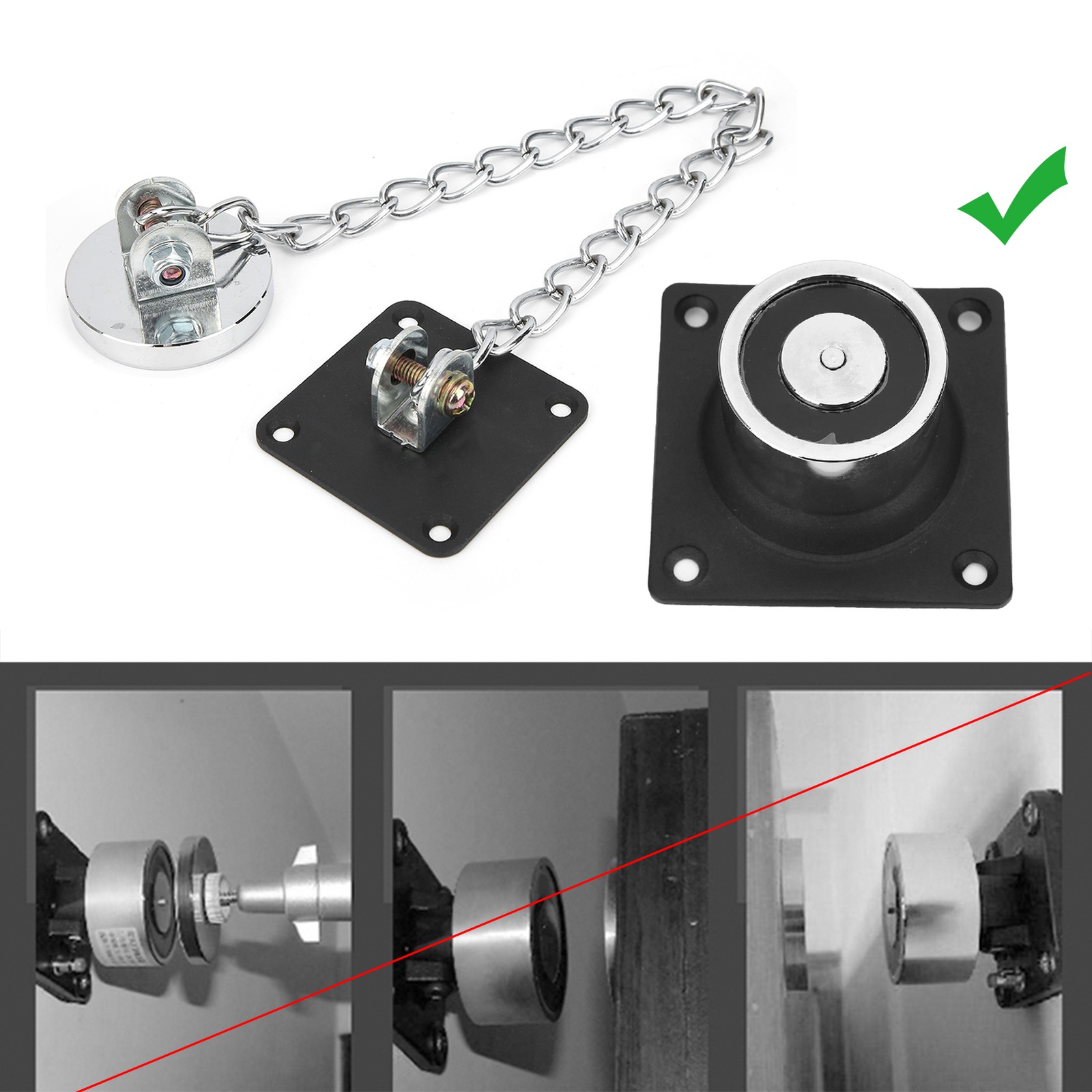12V/24V Electromagnetic Door Holder 132.3lb Strong Suction 4‑Wires Stopper For F