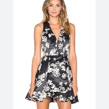 Alice + Olivia Women’s Tanner Southern Blossom Floral Low Cut Dress Sz 4