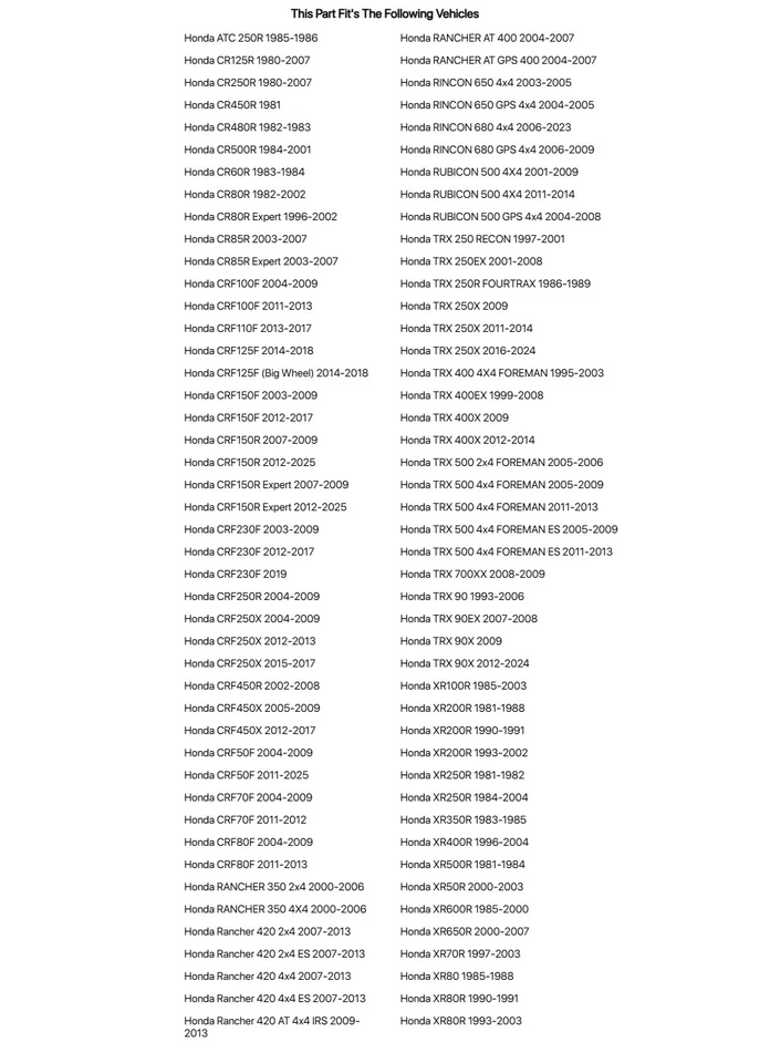 Junta tórica Tusk Petcock para Honda XR400R 1996-2004 Foto 2 de 4