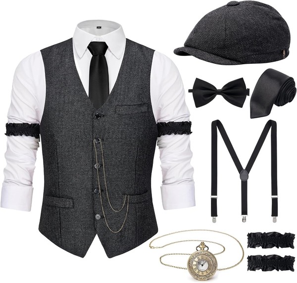 20Er Jahre KostüM Herren 20Er Jahre Accessoires Gatsby Herren-1920Er Hut Weste-image