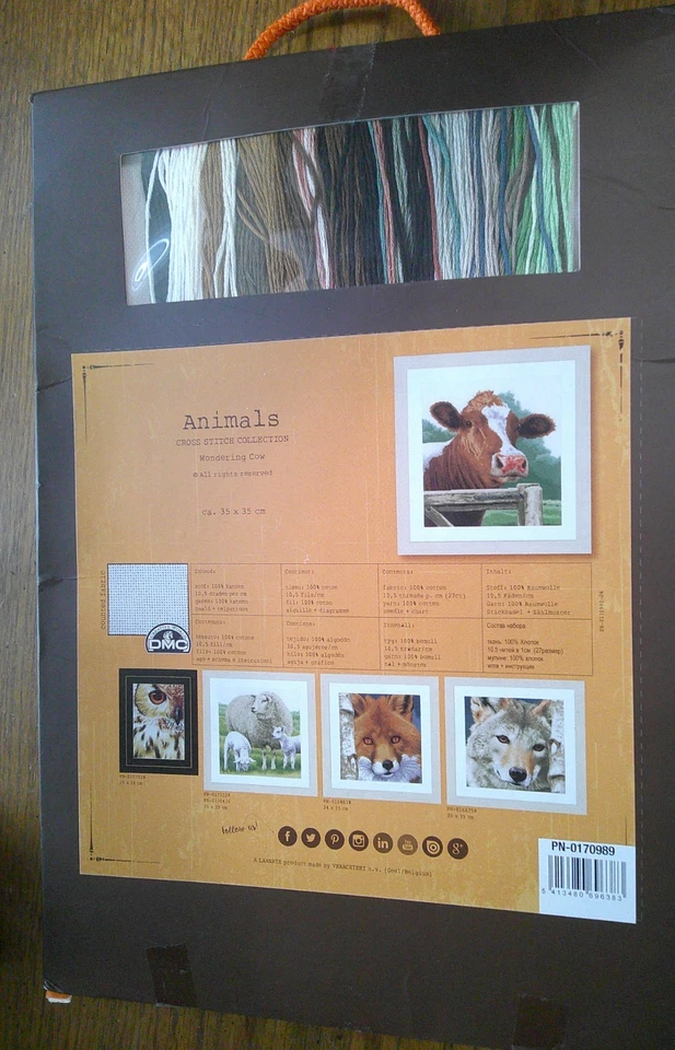 LanArte Kit Punto de Cruz Contado VACA ERRANTE 13.75" Cuadrado Foto 3 de 3