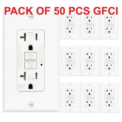#ad #ad 50PK GFCI 20AMPGFI Safety Outlet Receptacle w Wall Plate LED Indicator TR WR $349.99