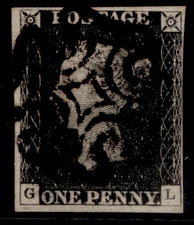 GB QV SG2, 1d black PLATE 1b, USED. Cat £375. BLACK MX GL