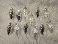 Zapfen Christbaumkugeln Christbaumschmuck Weihnachtsdeko Inge Glas silber frost