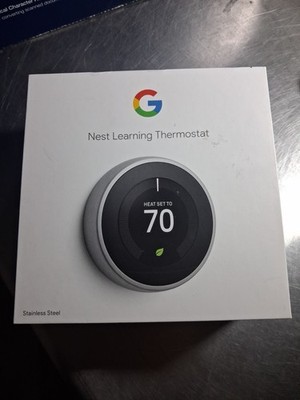 Google Nest Learning Thermostat 3rd Gen New Open Box A0013 (Stainless Steel)