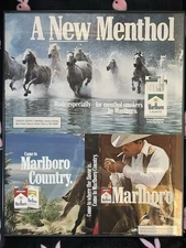 Vintage Collage of Marlboro Advertisements - 16x20 Custom Made Framed Wall Art