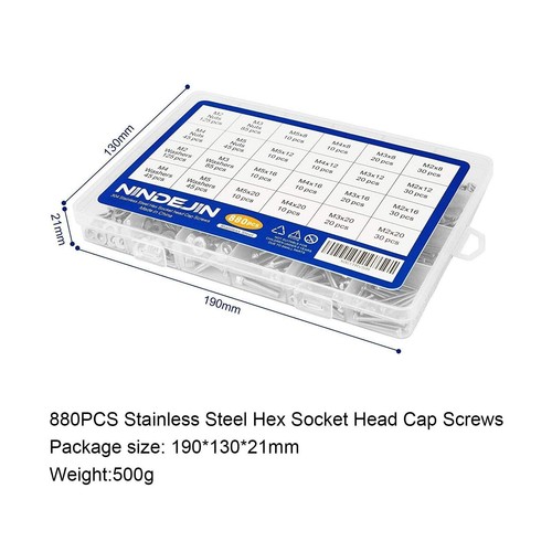 880 Pcs Screw Nuts and Bolts Assortment Kit, M2 M3 M4 M5 Metric Bolts and Nut... - Picture 7 of 9