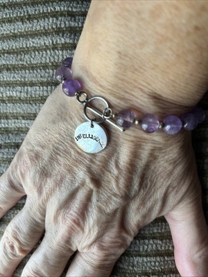 Amethyst & Perle Sterlingsilber Knebel 7'' Armband Schmuck Intelligenz Charm