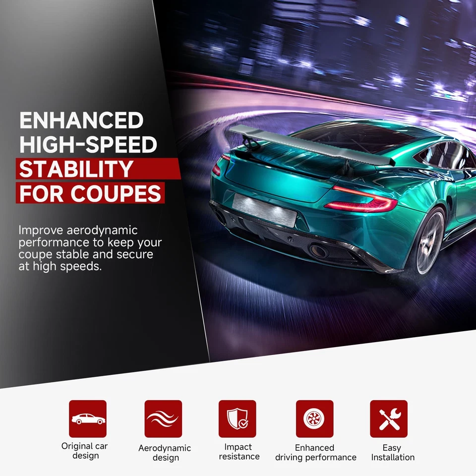 For Honda Civic Del Sol Coupe 55" Rear Boot Trunk GT Style Racing Spoiler Wing - Image 4 of 4