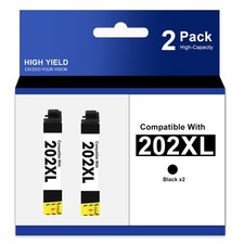 2Pack For Epson 202XL BK Ink Cartridges for Workforce WF-2860 Expression XP-5100