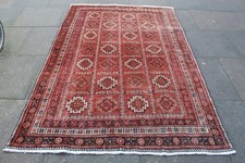 Vintage Worn Hand Made Traditional Oriental Wool Red Large Rug 225x145cm
