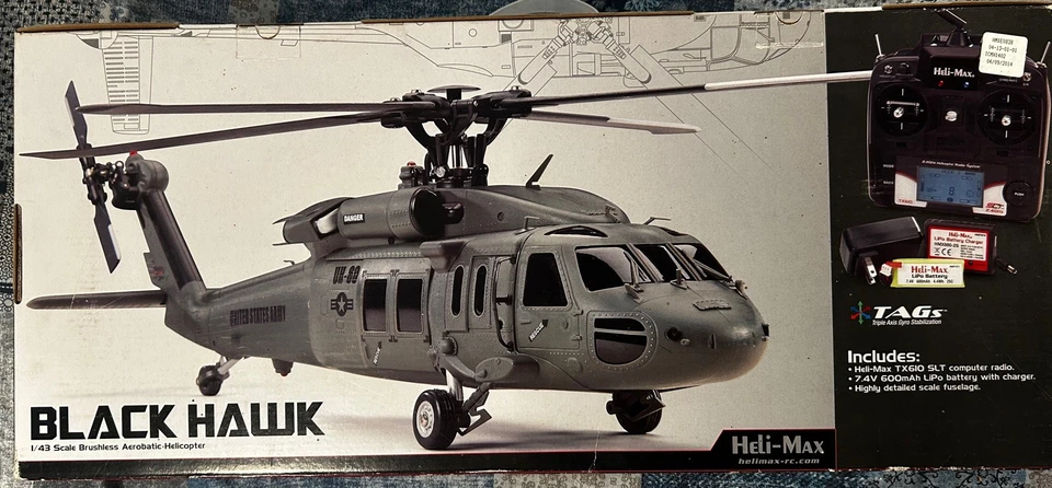 Heli-Max Black Hawk 1/43 RTF RC Helicopter TX610 LiPo 4 Blade Open Box NEW - Image 2 of 4