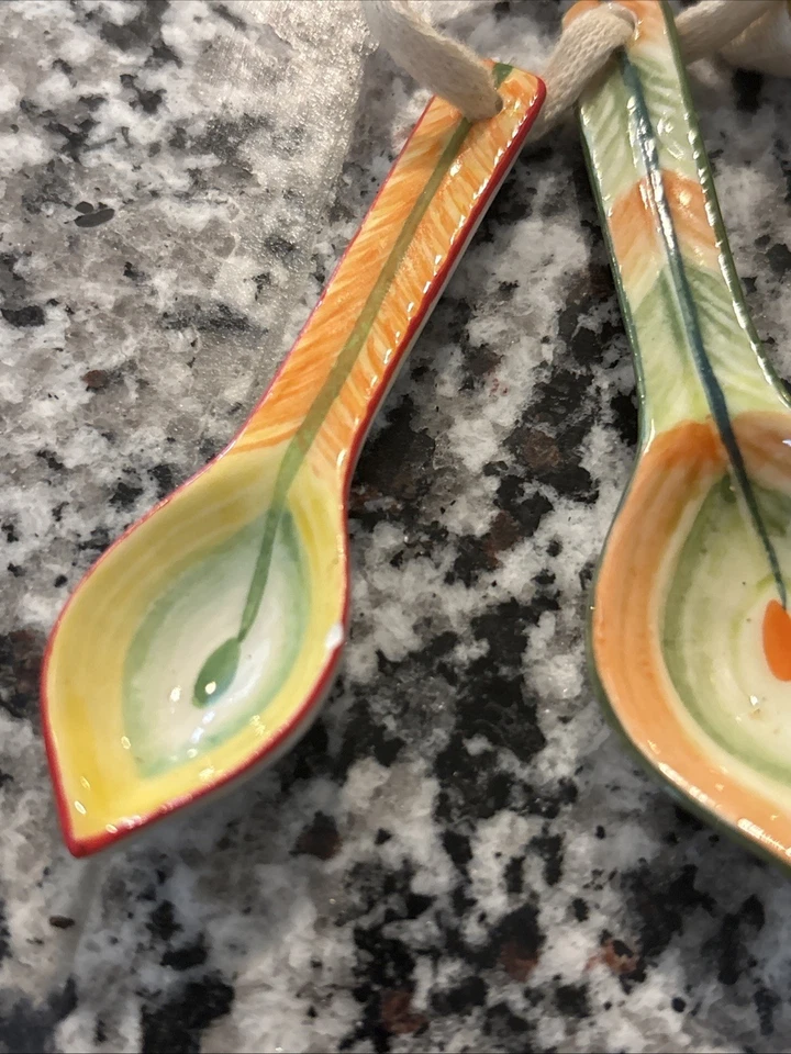 Pier 1 Handcrafted Ceramic Measuring Spoons Set of 4 Peacock Design - Image 3 of 4