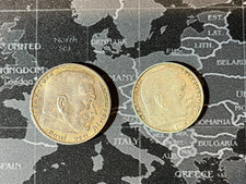 Germany Paul von Hindenburg  5 Reichsmark 1936, 2 Reichsmark 1937