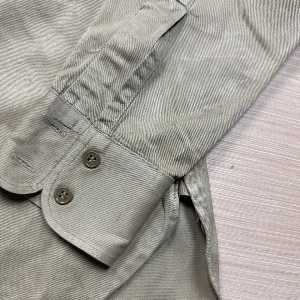 Vintage 60s Work Army Khaki Shirt Gussets Tan Mens Faded Small - Image 4 of 4