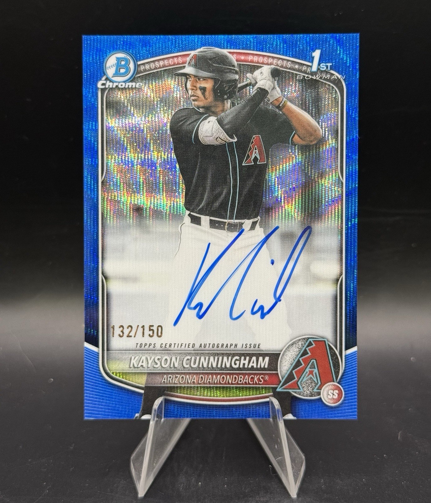 2025 Bowman Draft Kayson Cunningham Chrome Auto Blue Wave Refractor 1st #/150