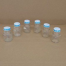 6 Vintage Gerber Baby Food / Juice Jars 4.2 Oz. With Lids  Early 1990  s 