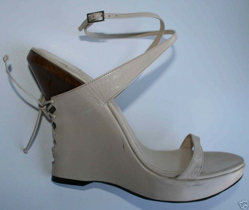 ALEXANDRA NEEL $600 Beige Wedges NEW Sandals 38 or 8 - Picture 2 of 7