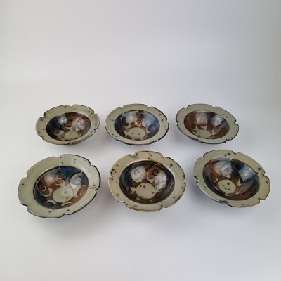 Vintage 6er Set Studiokeramik Schalen unbeschriftet 13,8 cm Durchmesser