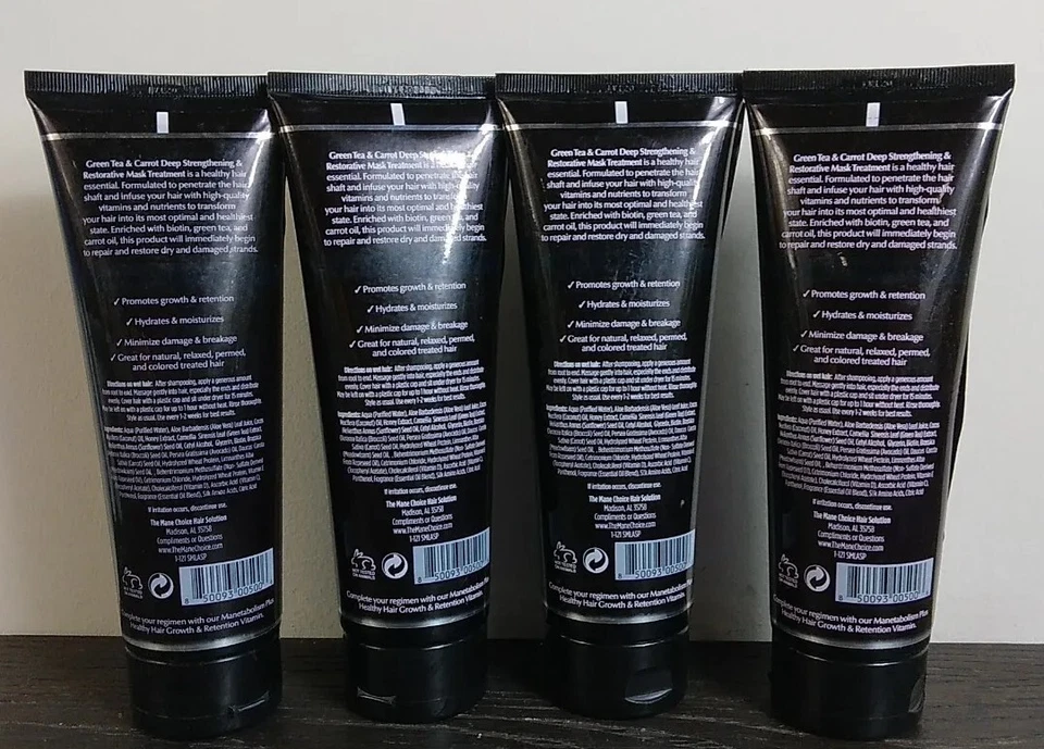 4 Máscara restauradora y fortalecedora profunda de té verde y zanahoria The Mane Choice 8 oz Foto 2 de 4