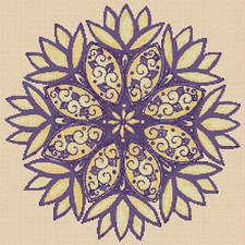Mandala Lilac and Lemon Counted Cross Stitch Chart No.6-421c