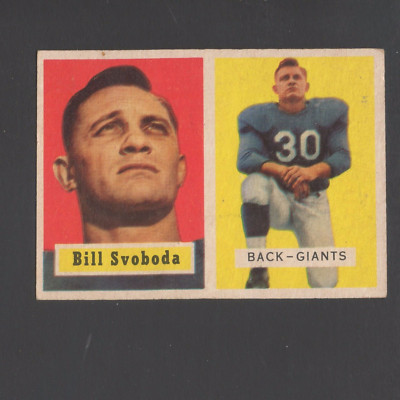 1957 Topps Football Card #153 Bill Svoboda-New York Giants Ex Card