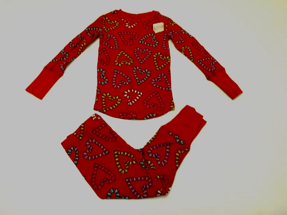 2 Piezas Pijama Joe Boxer Niñas Talla 4 Ajuste Ajustado Bastón de Caramelo Corazones Nuevo Foto 2 de 3