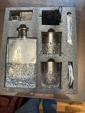 Kollea Whiskey Decanter Set with 2 Clear Glasses And Accessories DAD Fathers Day